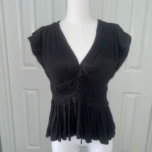 Current Air Black Pleated Blouse